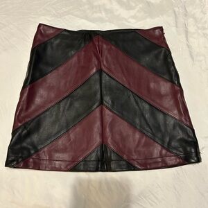 Forever 21 Black and Burgundy Chevron Faux Leather Mini Skirt